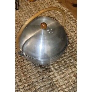 Retro Cooking w the Mirro 3508 bread warmer steamer bamboo handle Fine Aluminum